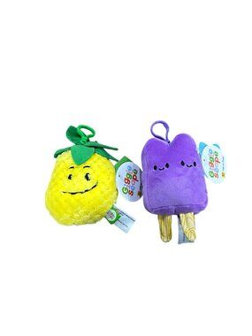 Giggle Scape Pineapple & Popsicle Plush Clip-On Toys For Kids Yellow & Purple So